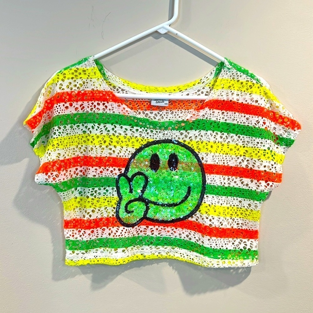 🔥Breeze Girls Colorful Striped Kids Top with Smiley Design🔥